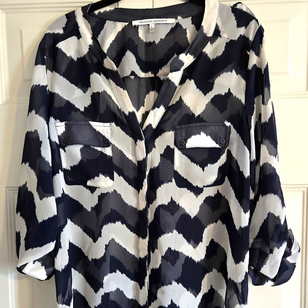 Sheer Navy/White Chevron Shirt